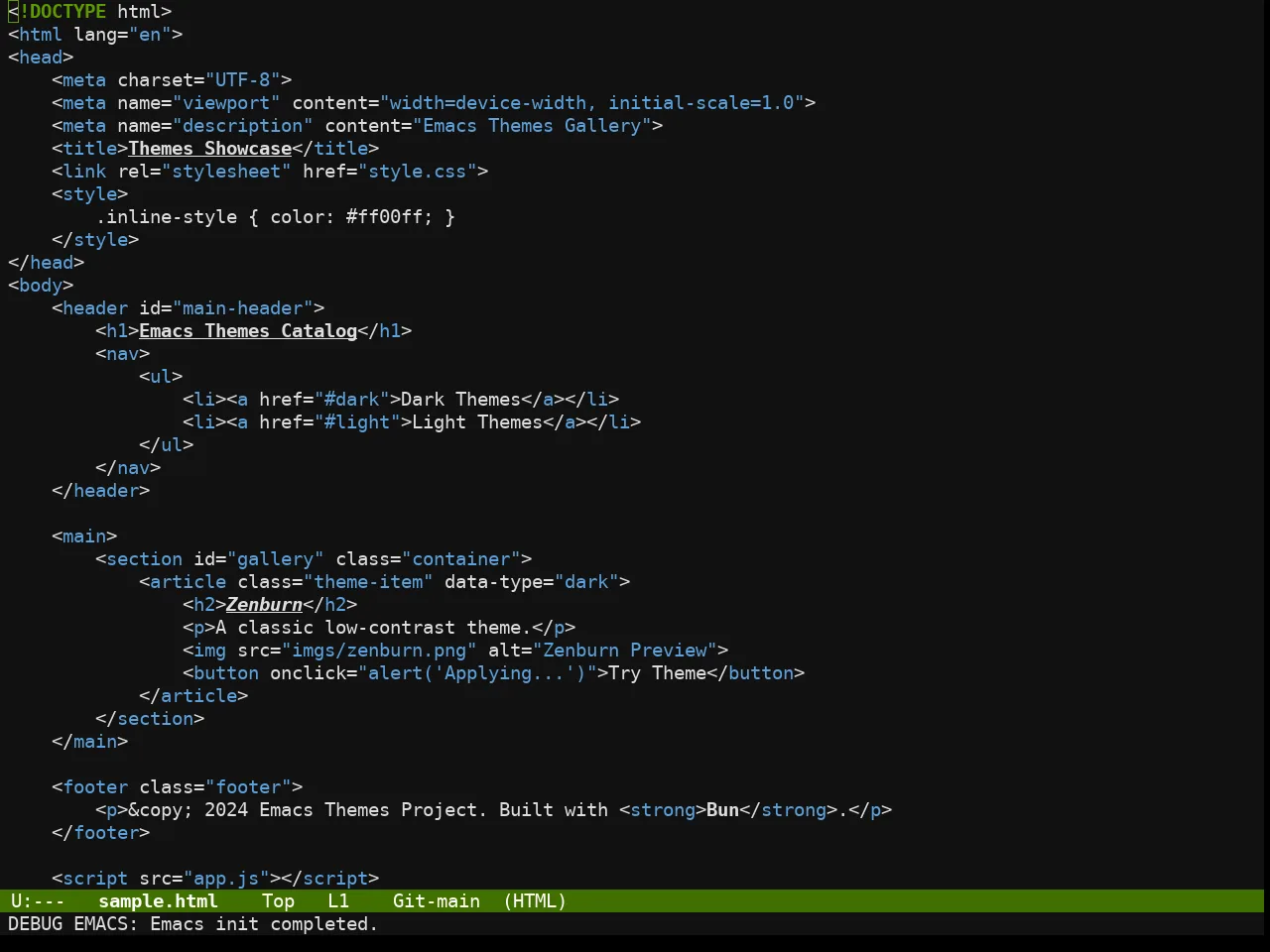 Chyla Dark Theme in html-mode