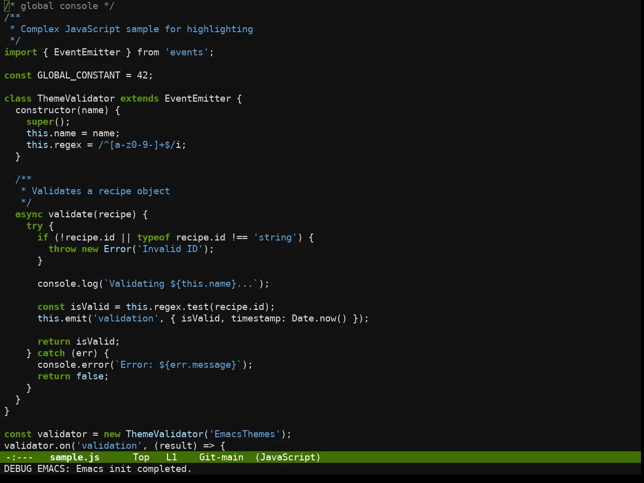 Chyla Dark Theme in javascript-mode