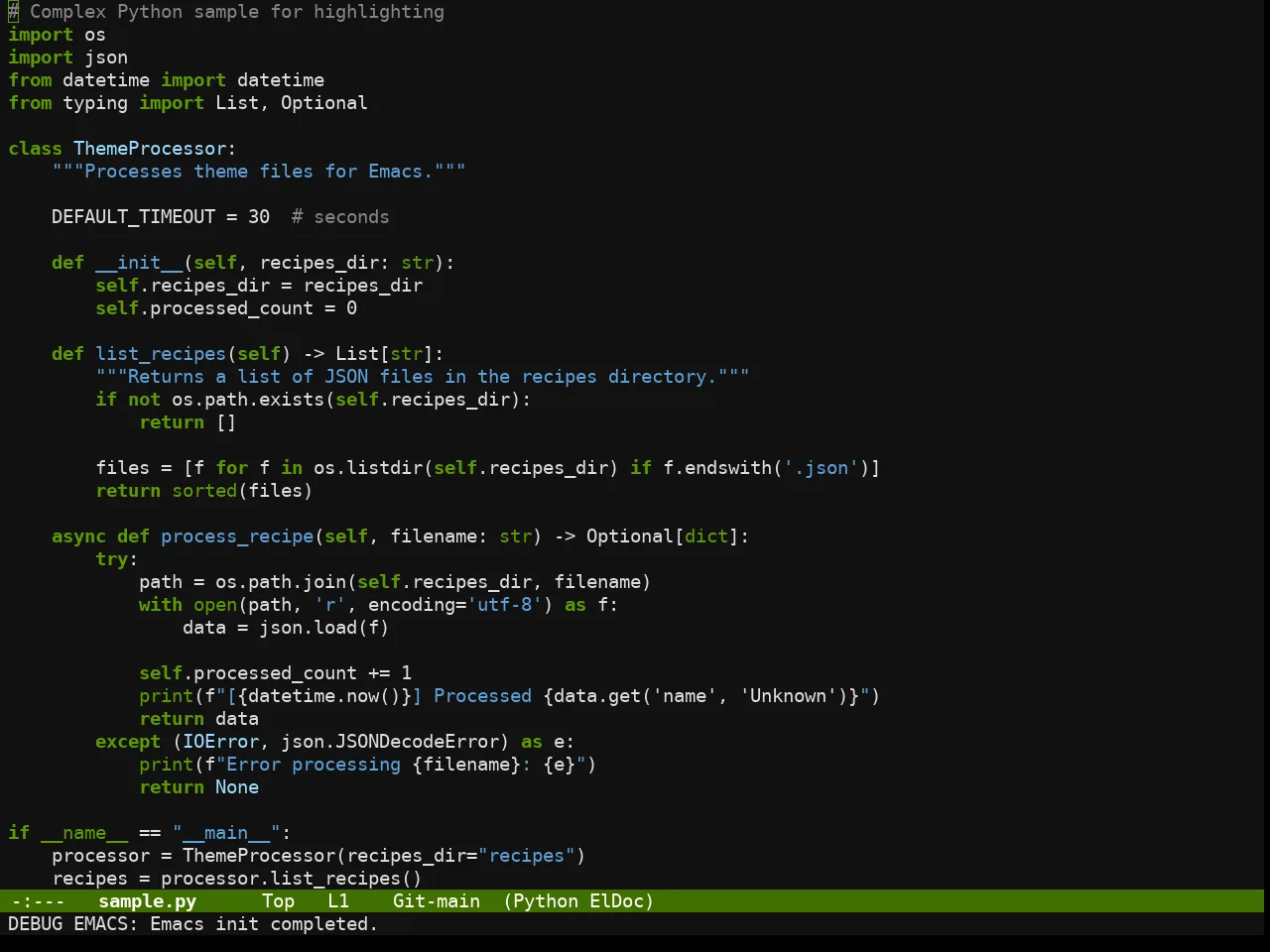 Chyla Dark Theme in python-mode