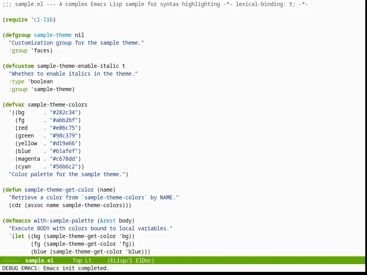 Chyla Theme in emacs-lisp-mode