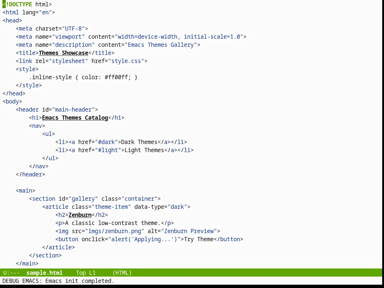 Chyla Theme in html-mode