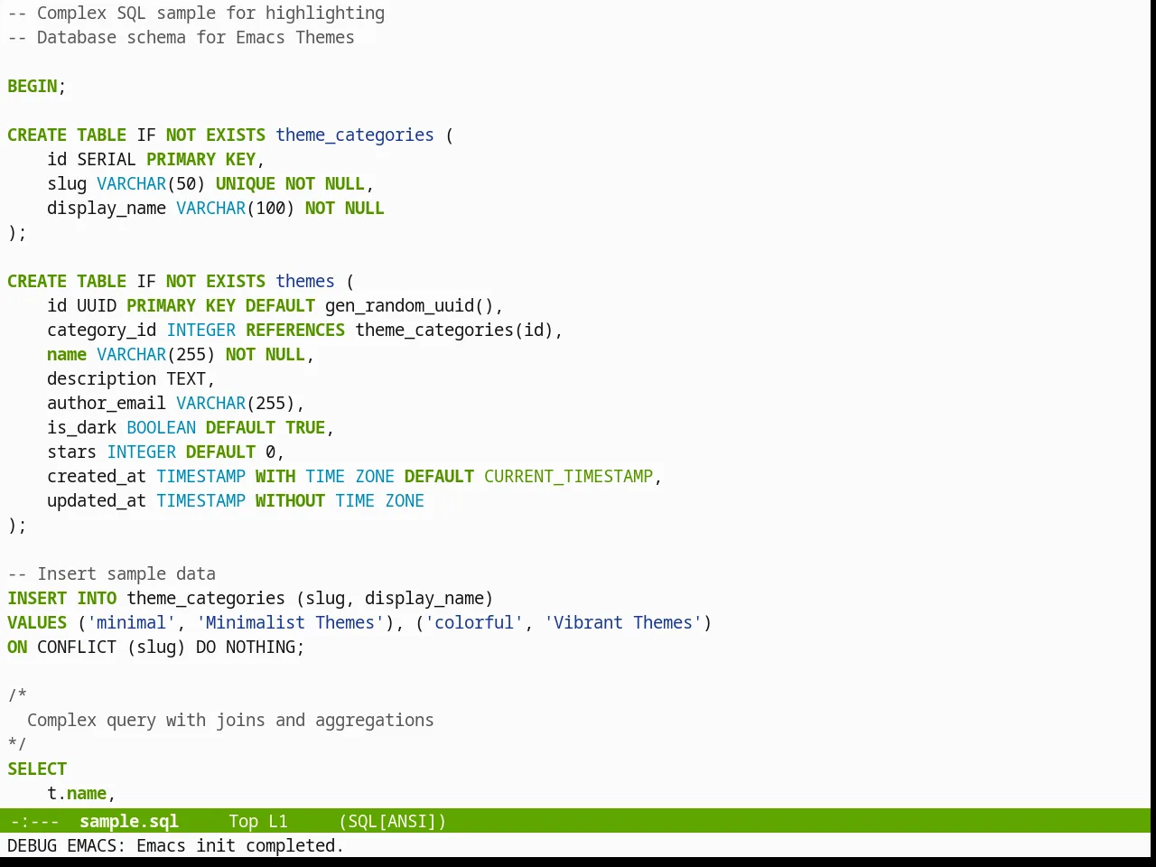 Chyla Theme in sql-mode