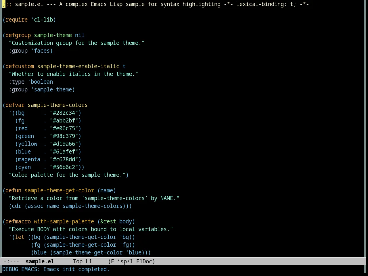 Citrus Ocean Theme in emacs-lisp-mode