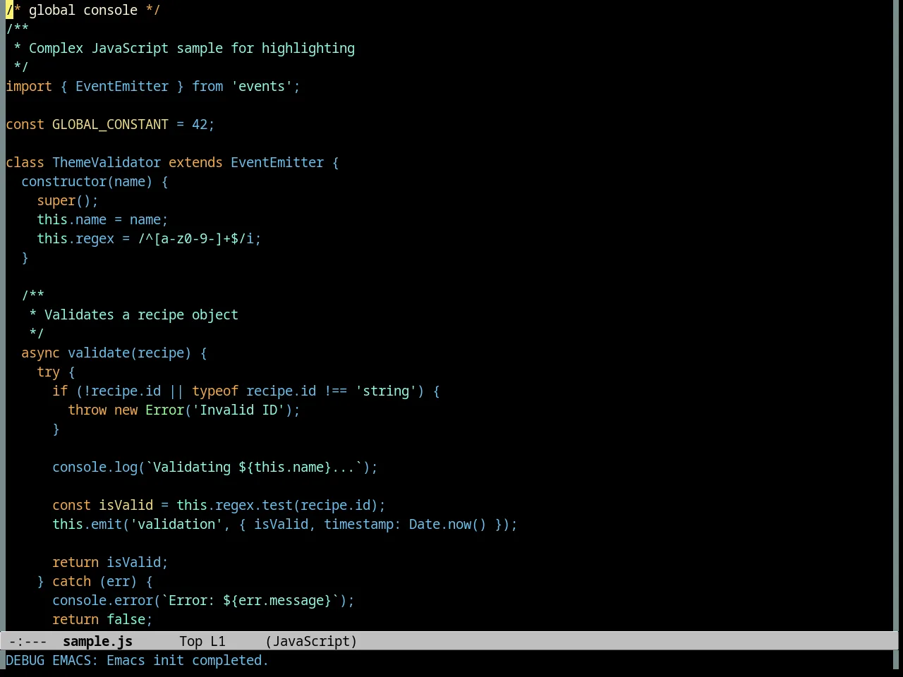 Citrus Ocean Theme in javascript-mode