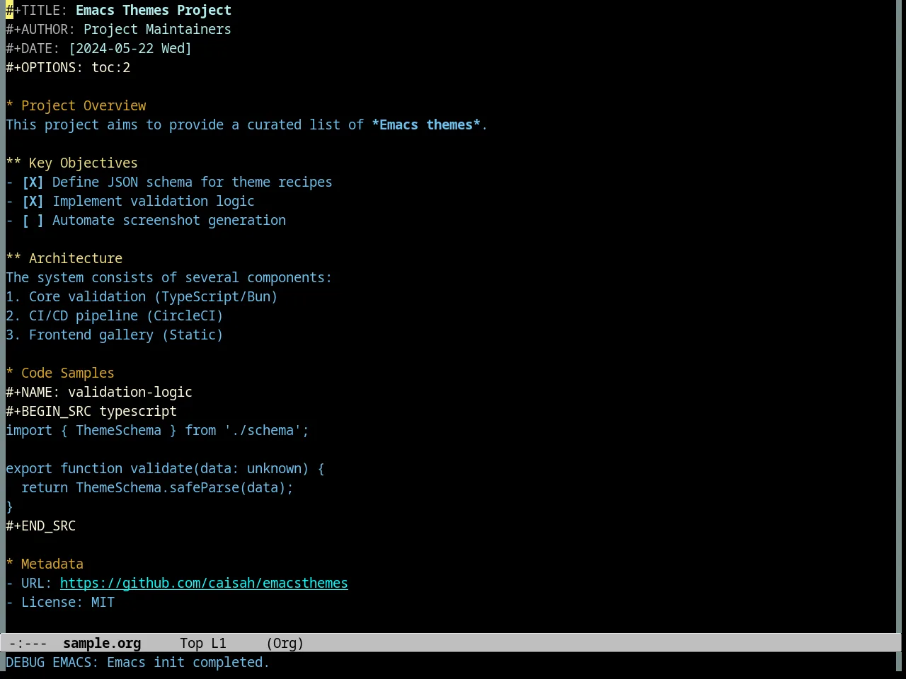Citrus Ocean Theme in org-mode