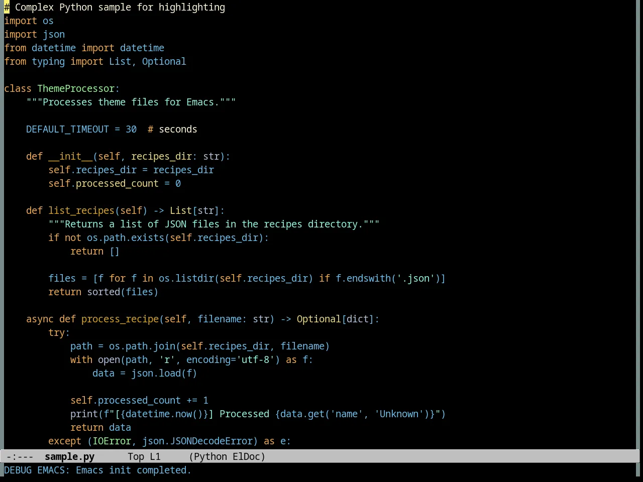 Citrus Ocean Theme in python-mode
