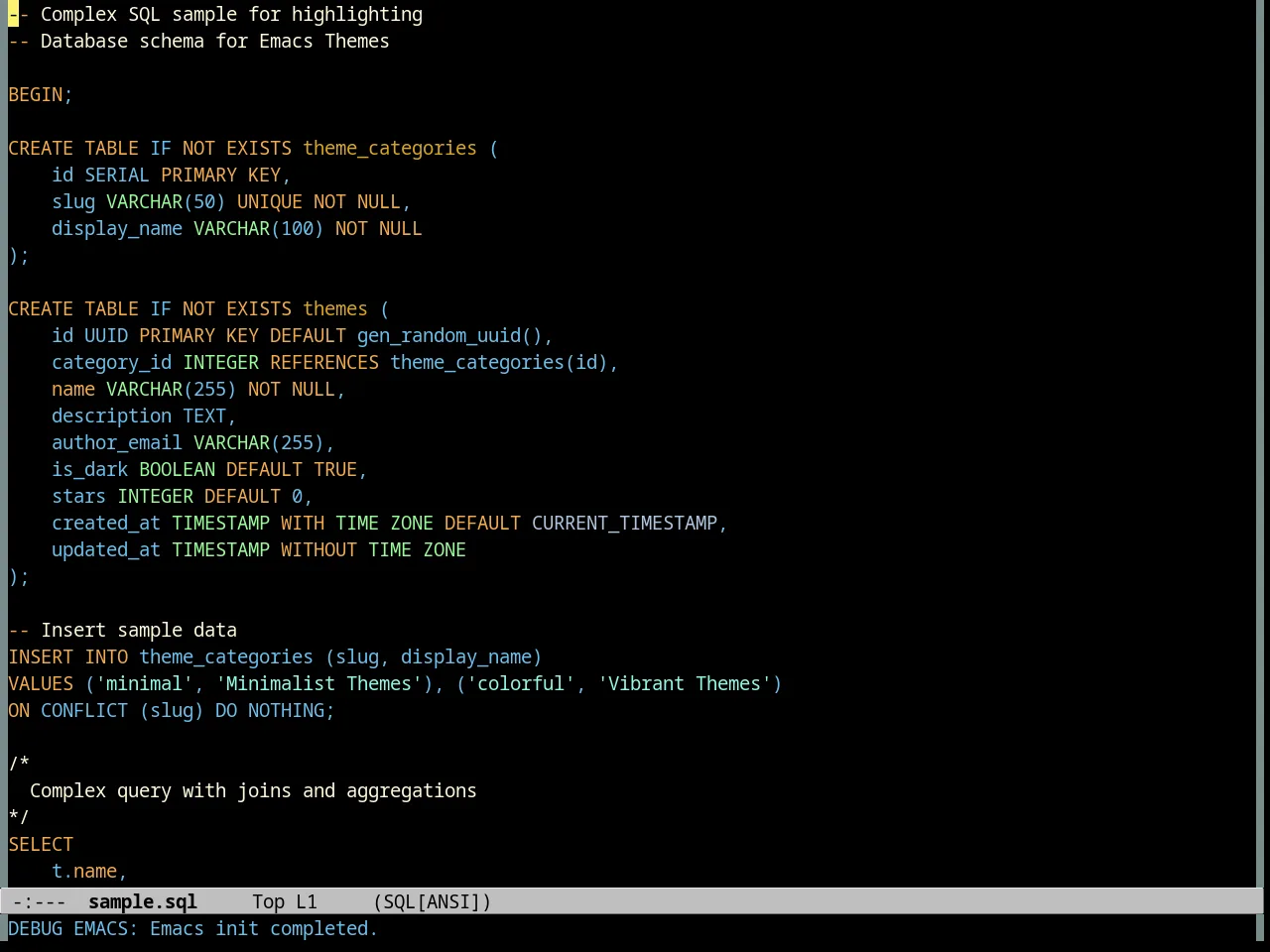 Citrus Ocean Theme in sql-mode