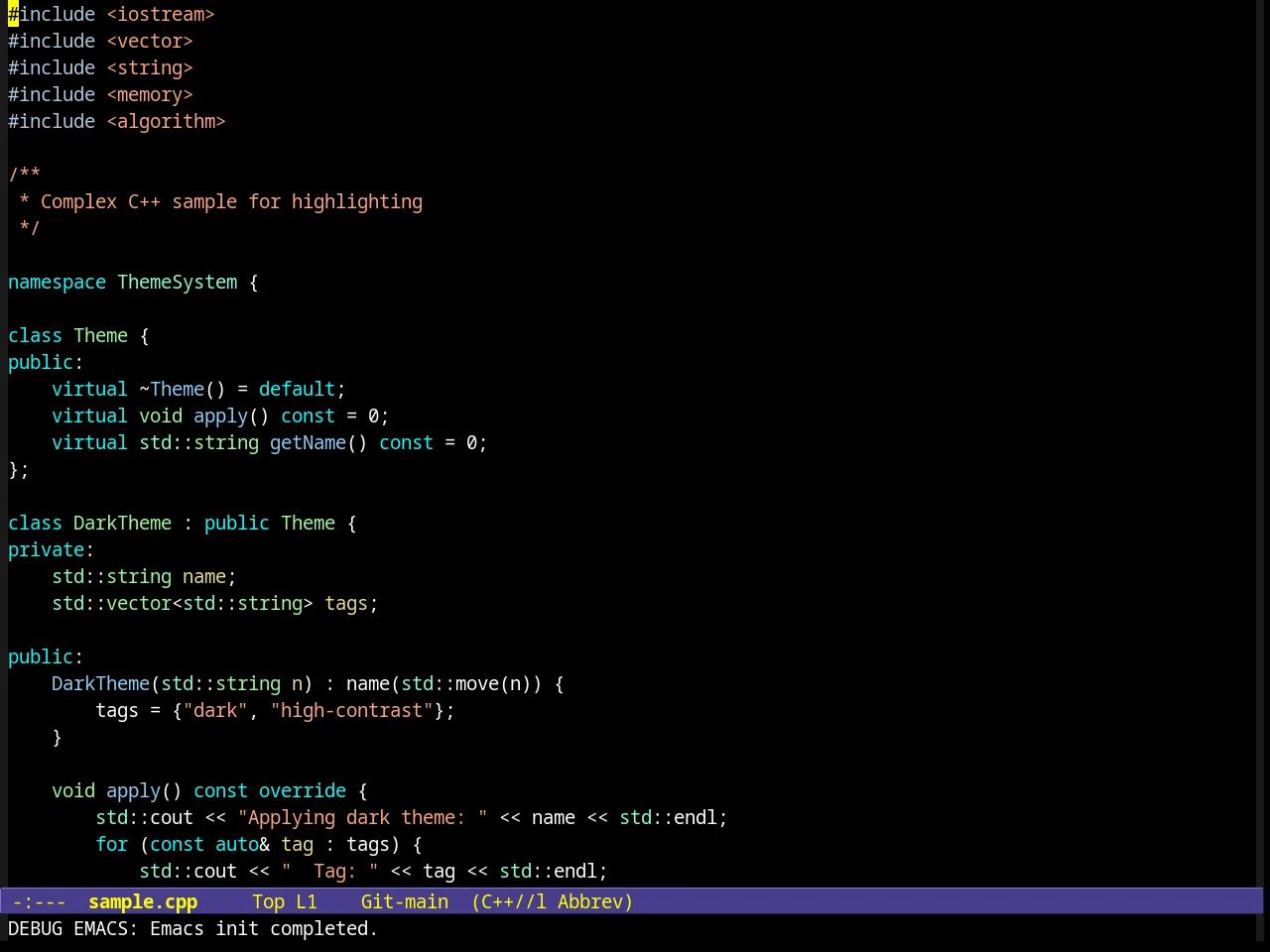 Clarity Theme in c++-mode