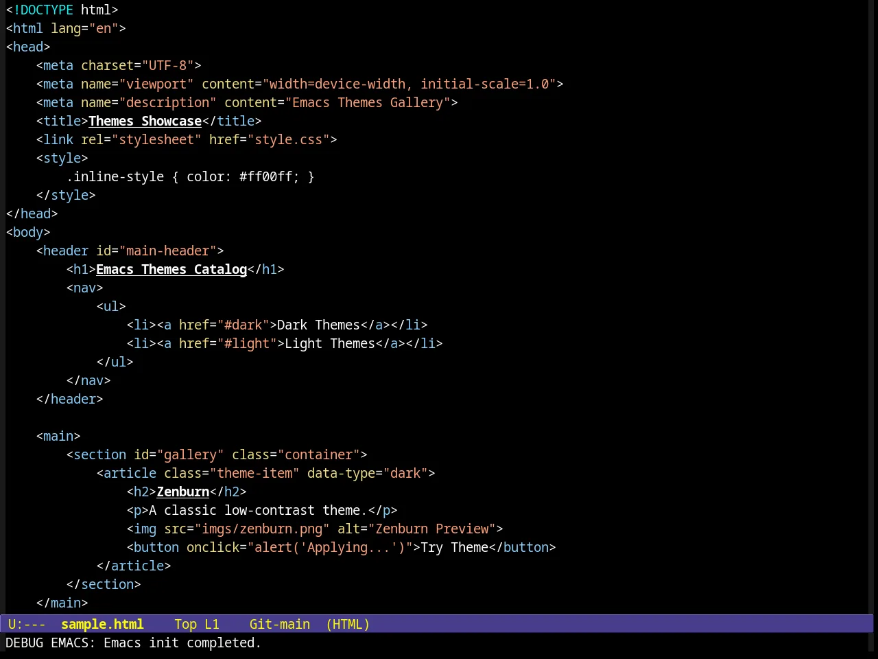 Clarity Theme in html-mode