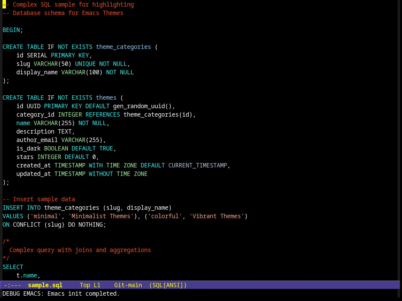Clarity Theme in sql-mode