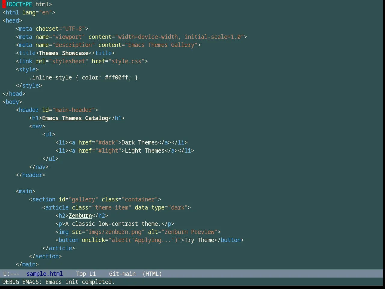 Classic Theme in html-mode