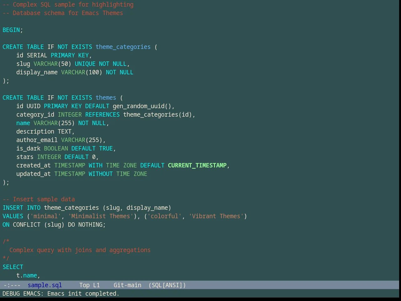 Classic Theme in sql-mode