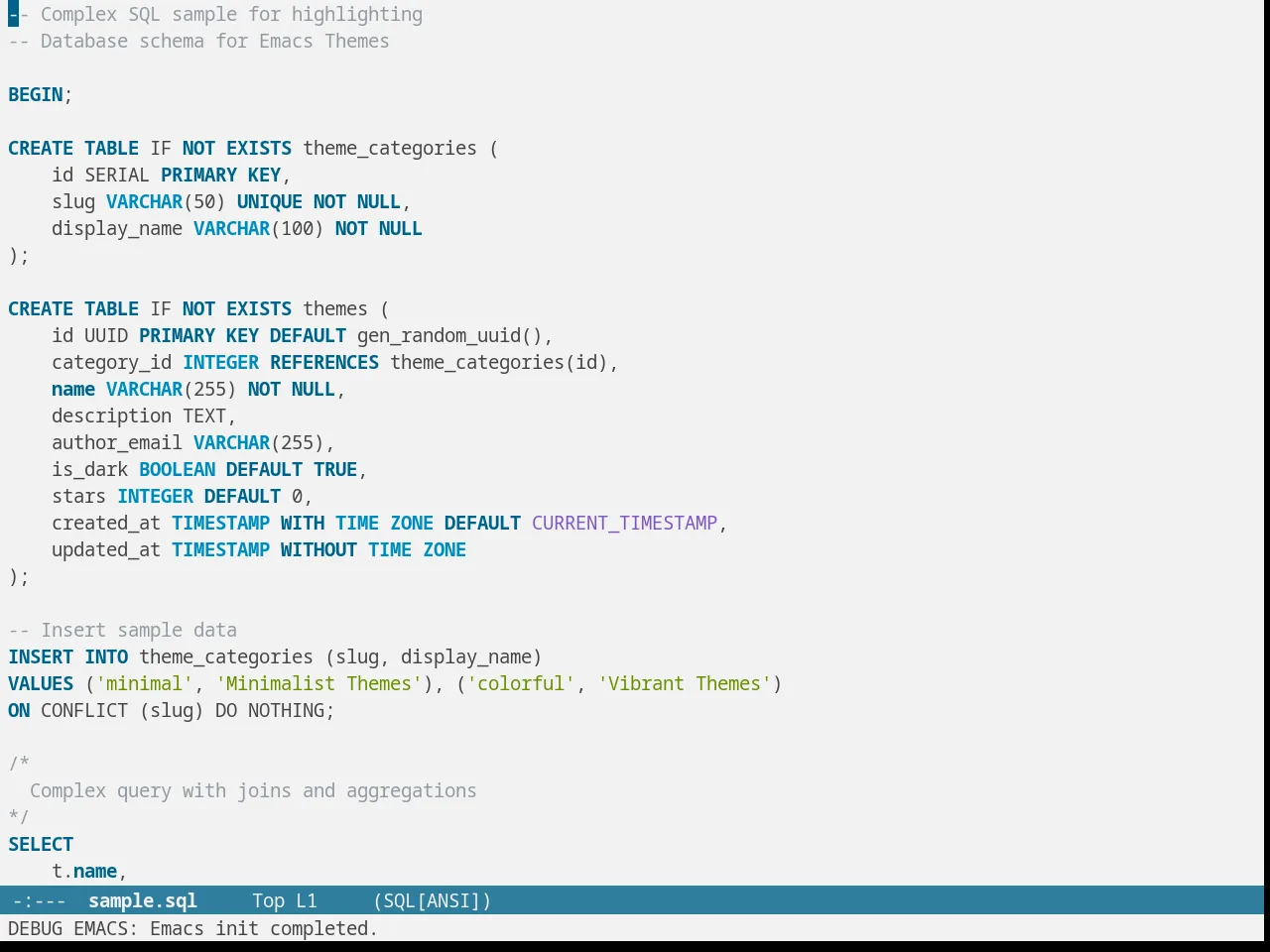 Cloud Theme in sql-mode