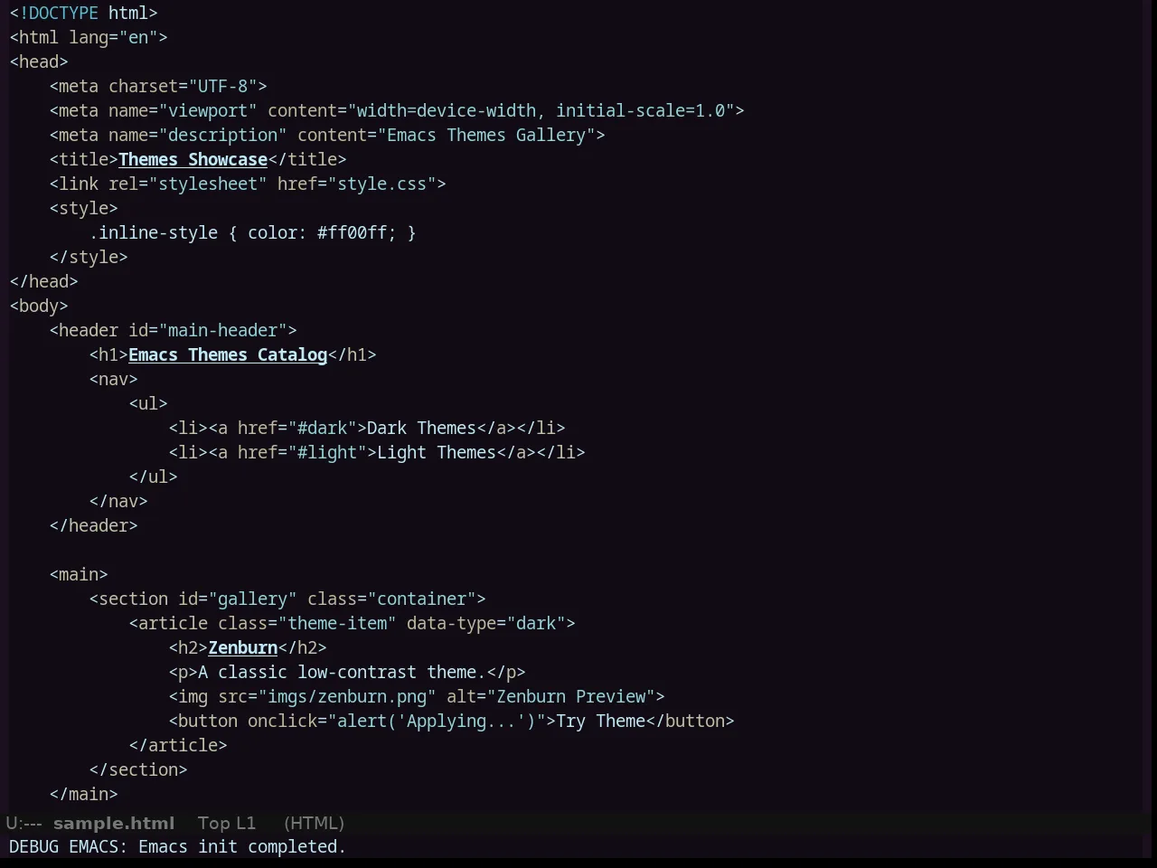 Clues Theme in html-mode