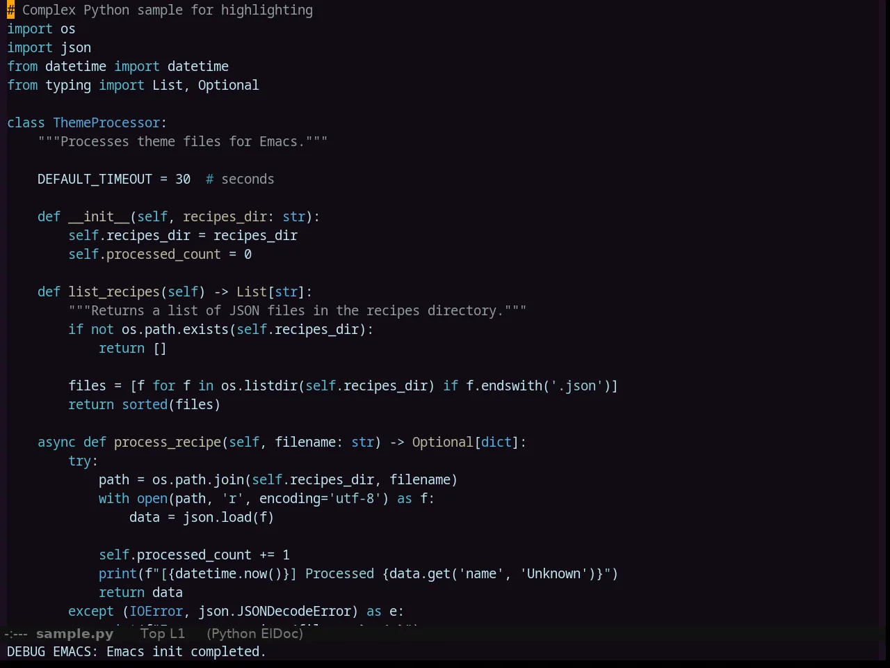 Clues Theme in python-mode