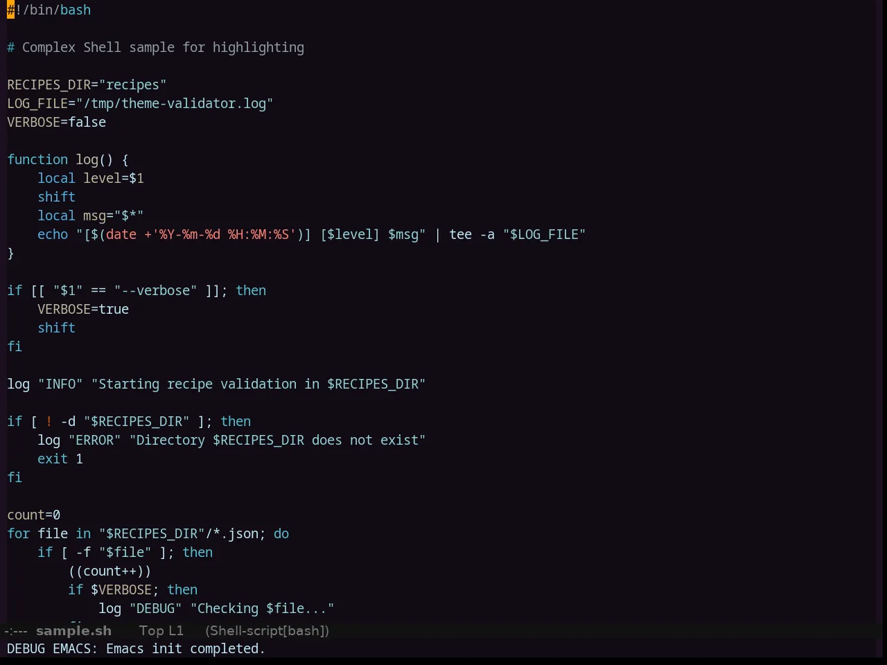 Clues Theme in sh-mode