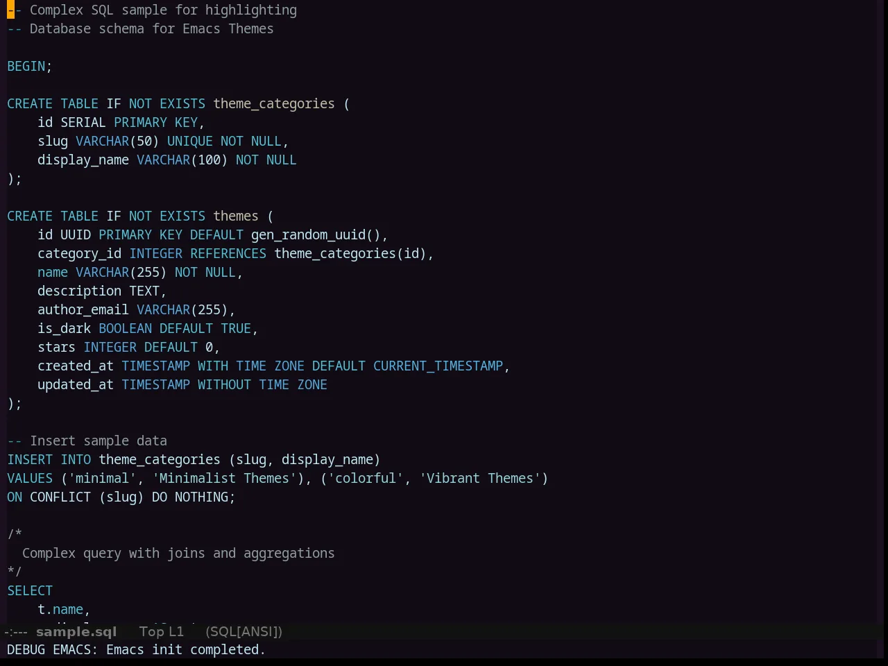 Clues Theme in sql-mode