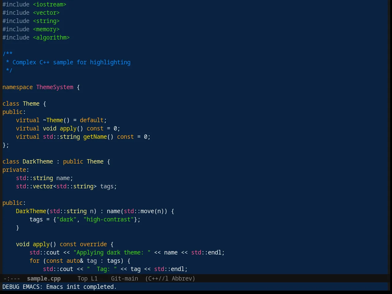 Cobalt Theme in c++-mode