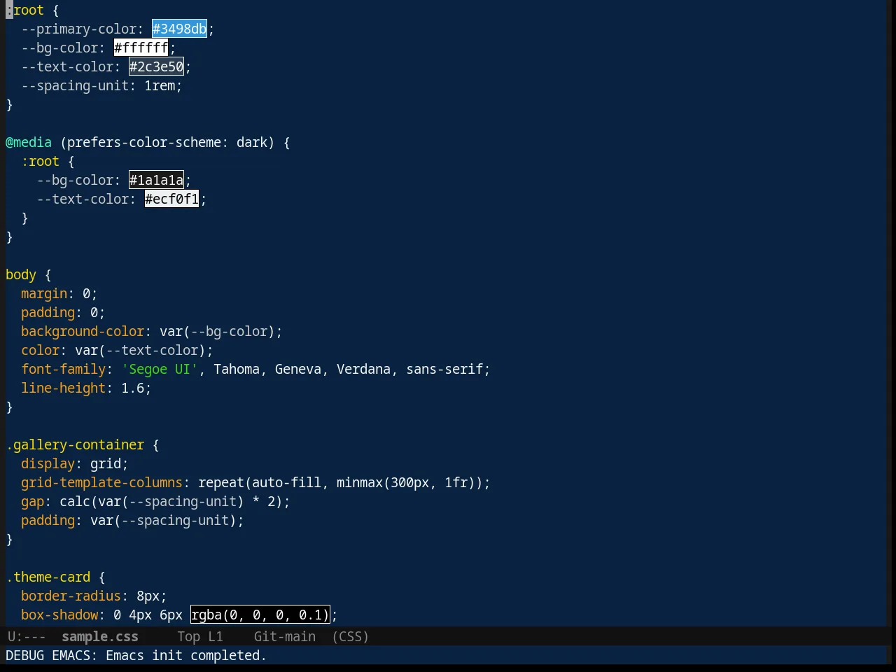 Cobalt Theme in css-mode
