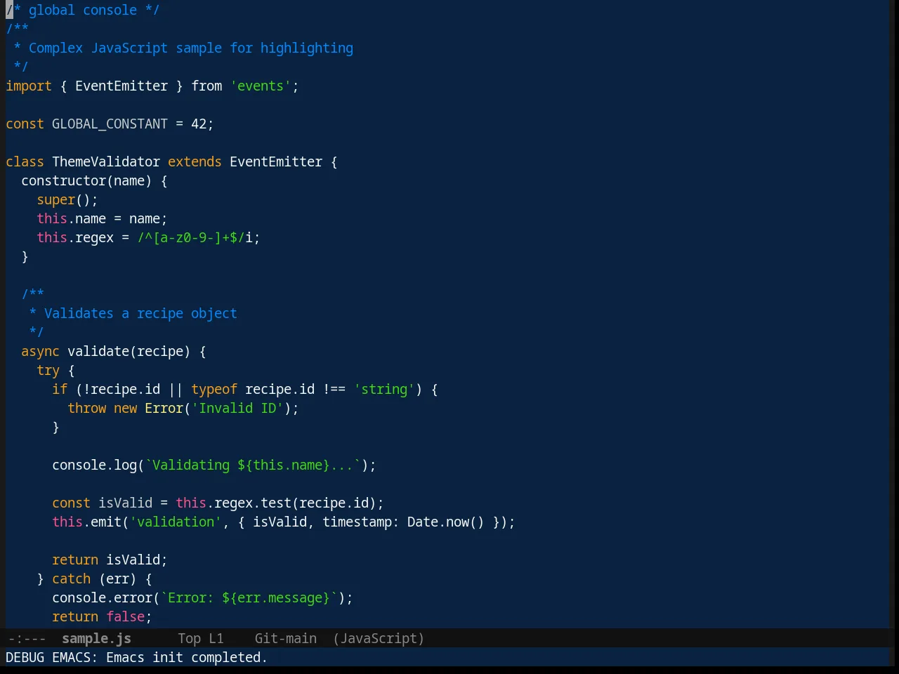 Cobalt Theme in javascript-mode