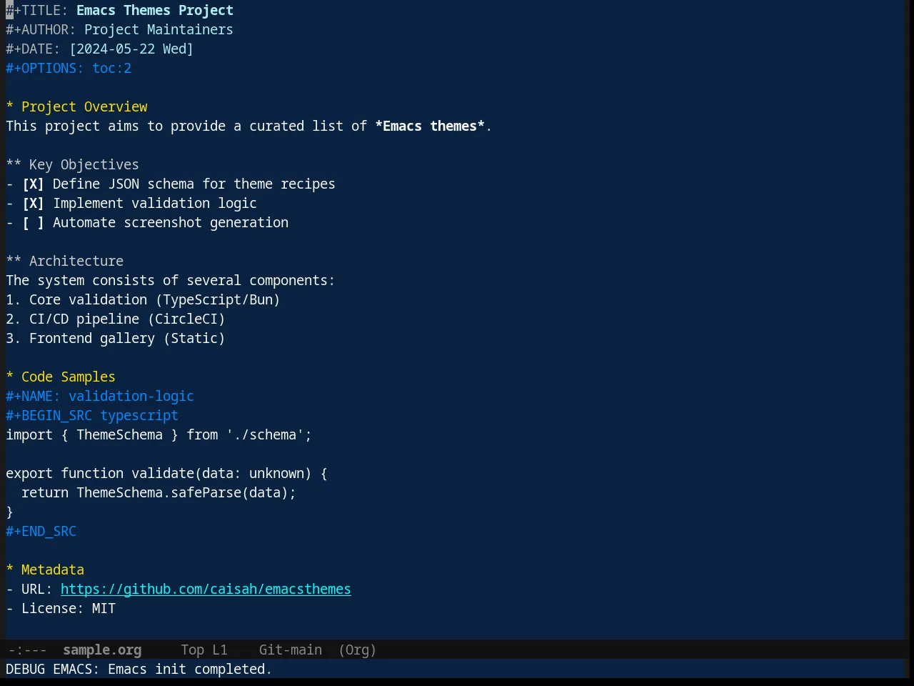Cobalt Theme in org-mode