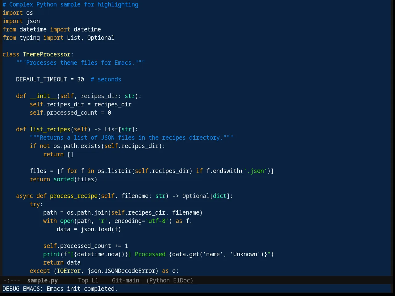 Cobalt Theme in python-mode