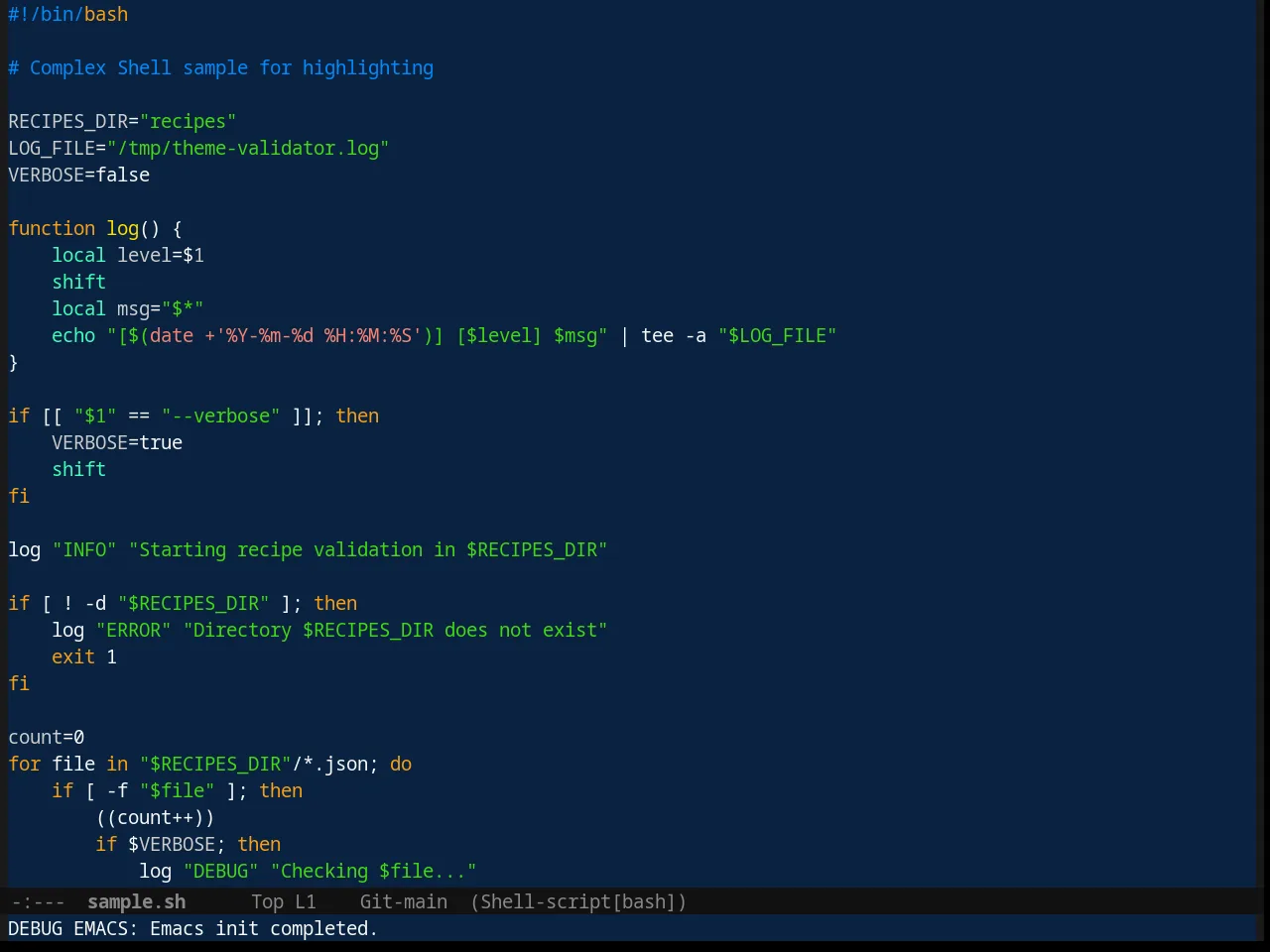 Cobalt Theme in sh-mode