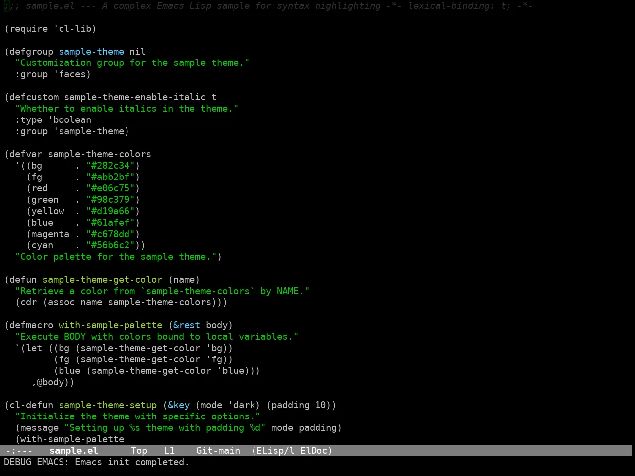 Codex Theme in emacs-lisp-mode