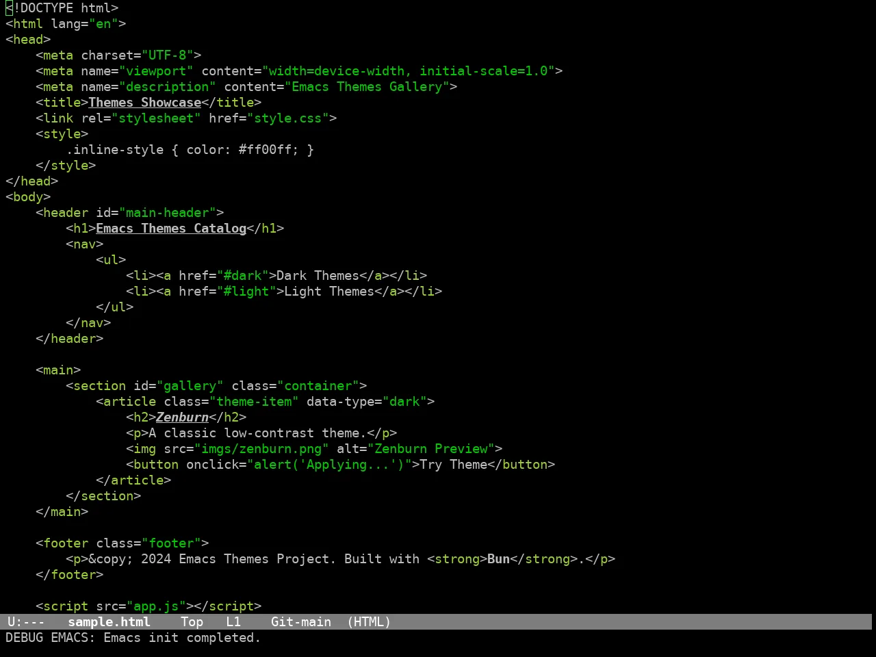 Codex Theme in html-mode