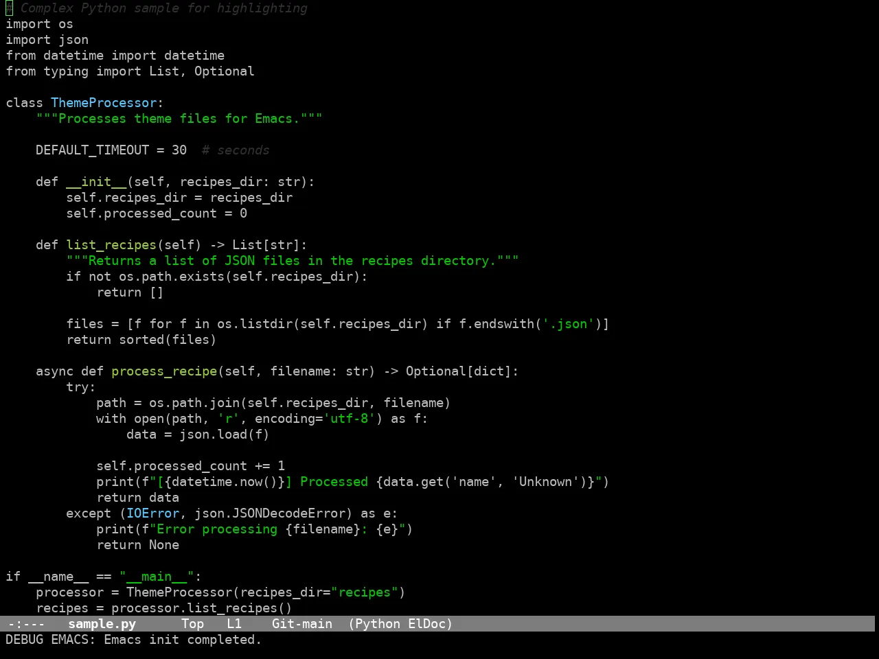 Codex Theme in python-mode