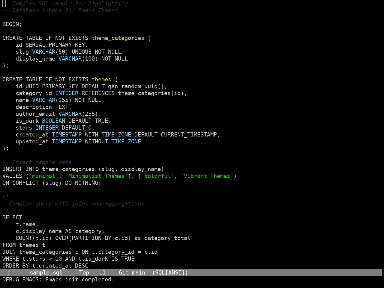 Codex Theme in sql-mode