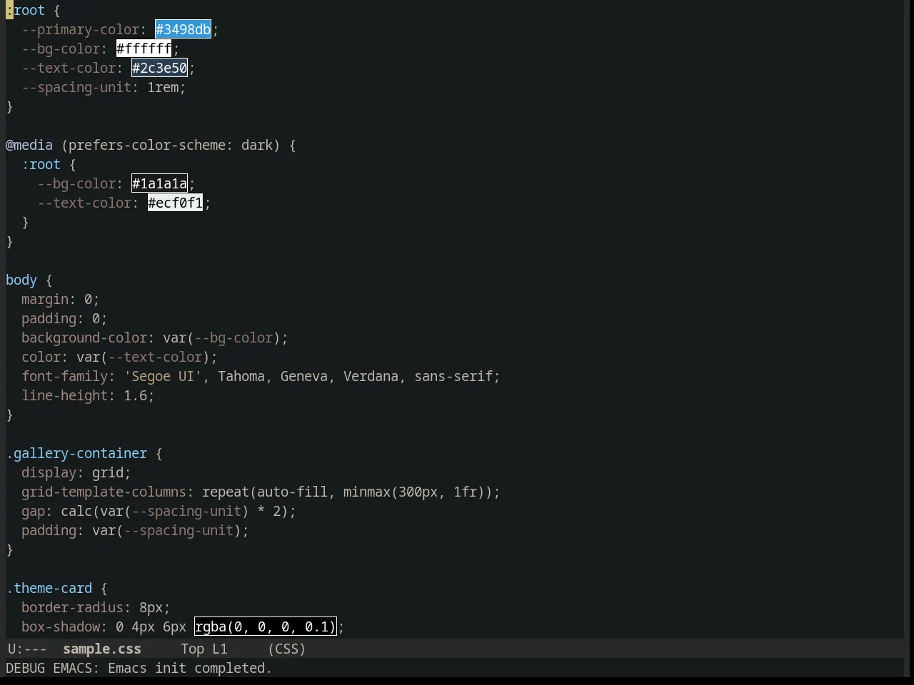 Colonoscopy Theme in css-mode