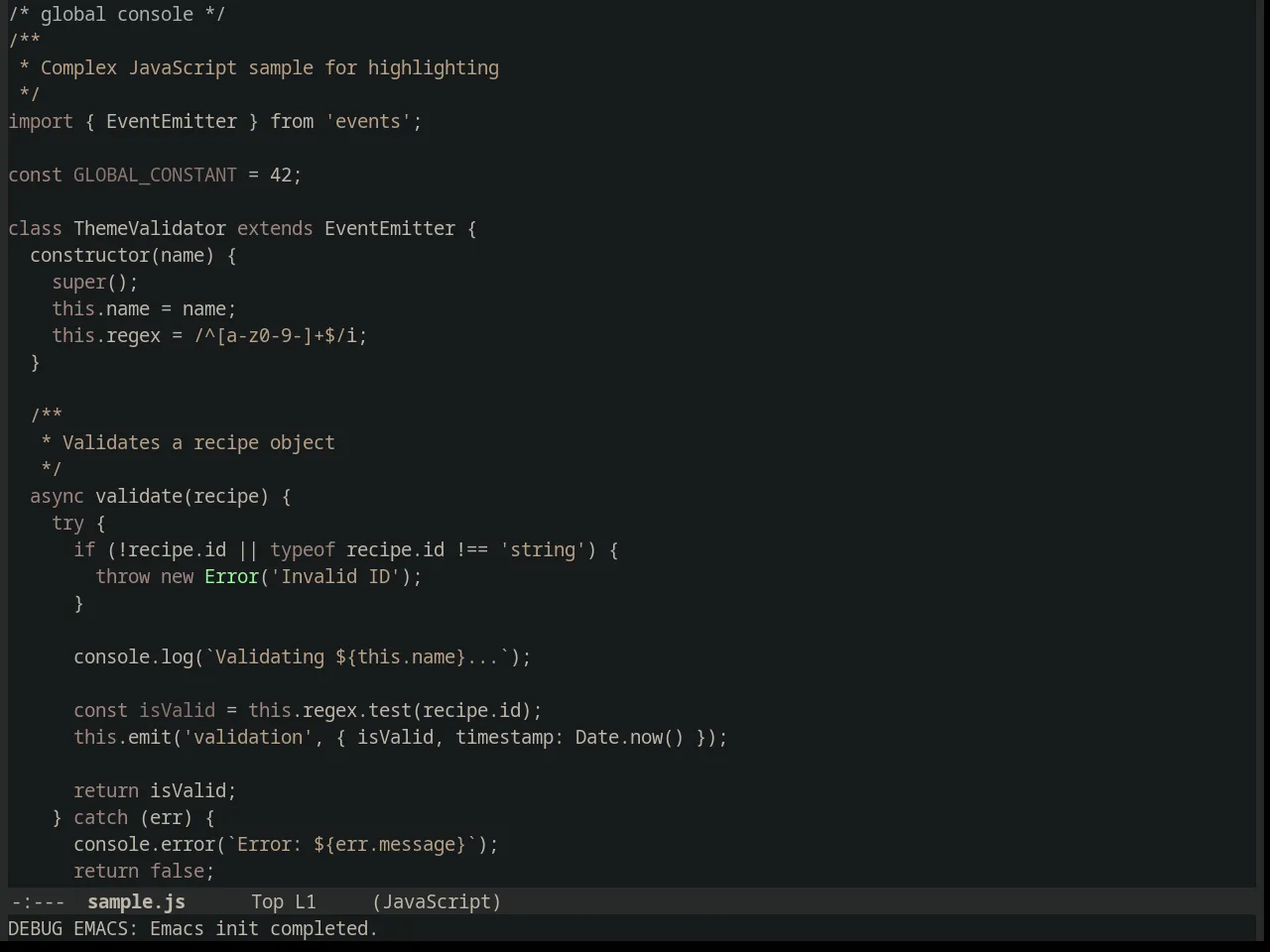 Colonoscopy Theme in javascript-mode