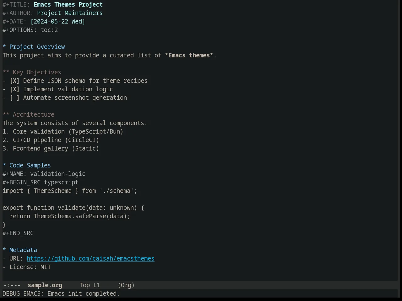 Colonoscopy Theme in org-mode