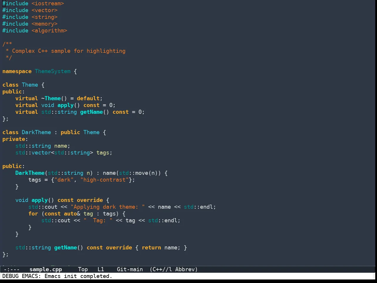 Color Theme Buffer Local in c++-mode