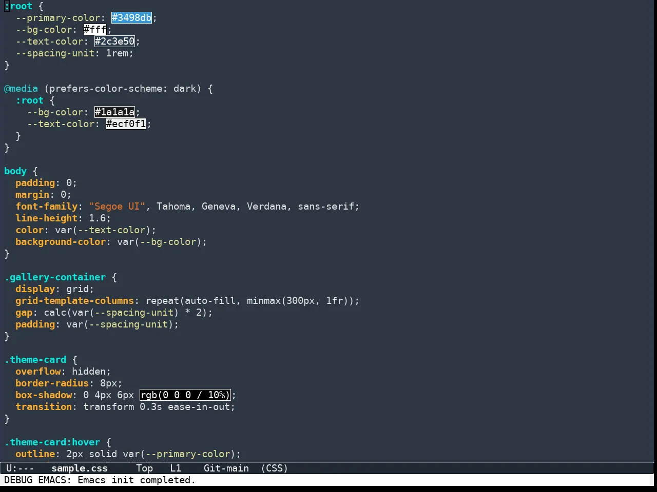 Color Theme Buffer Local in css-mode