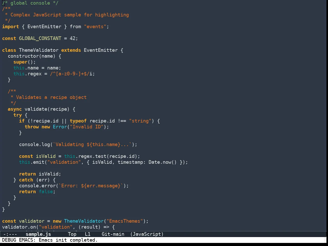 Color Theme Buffer Local in javascript-mode
