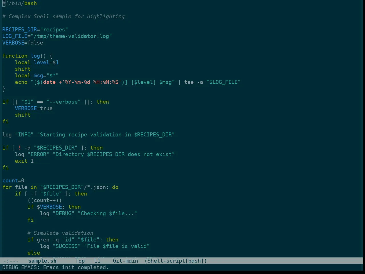Color Theme Solarized in sh-mode