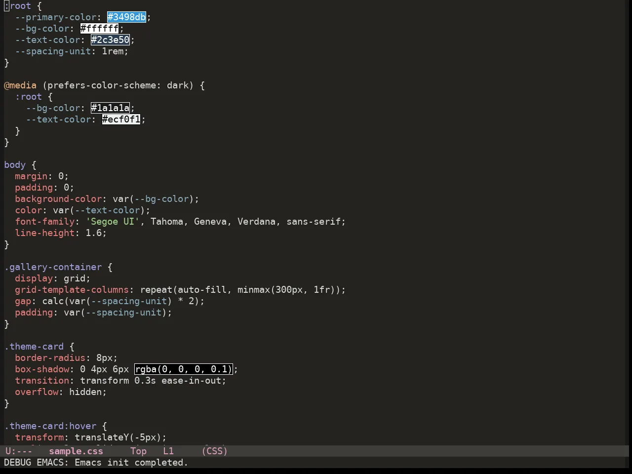 Colorsarenice Dark Theme in css-mode