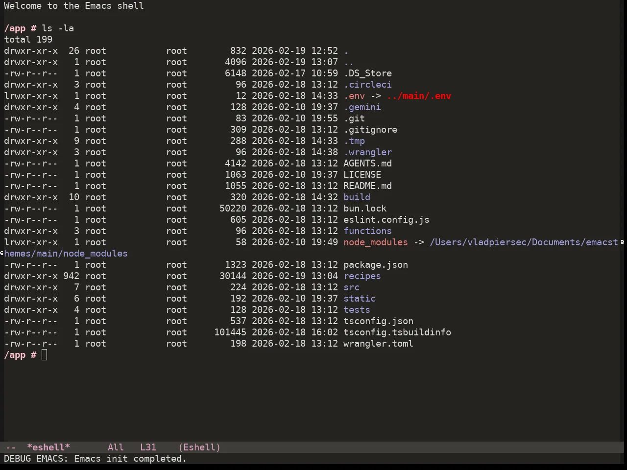 Colorsarenice Dark Theme in eshell
