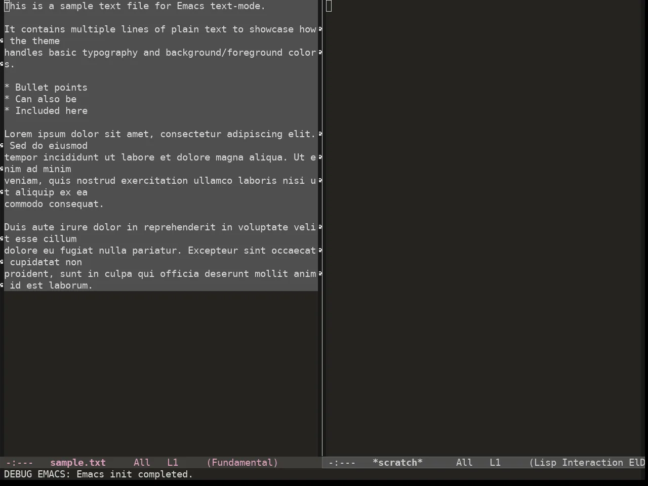 Colorsarenice Dark Theme in fundamental-mode