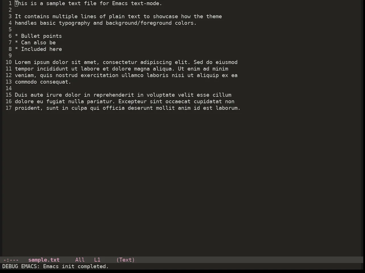 Colorsarenice Dark Theme in text-mode