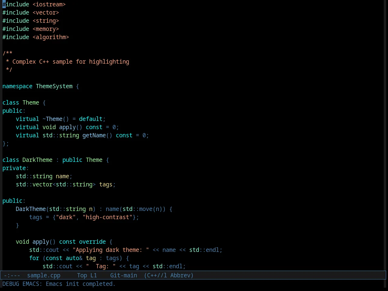 Comidia Theme in c++-mode