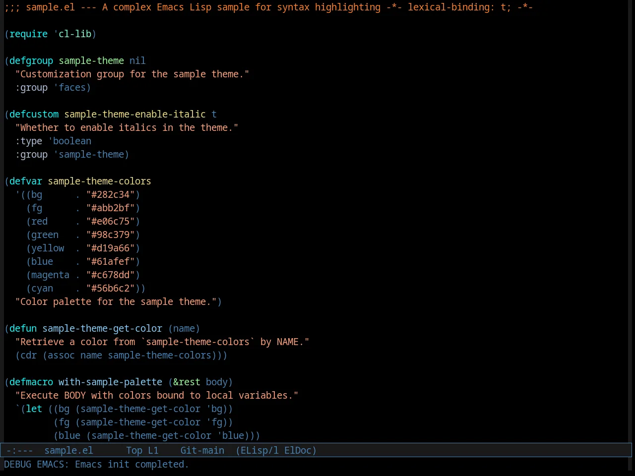 Comidia Theme in emacs-lisp-mode