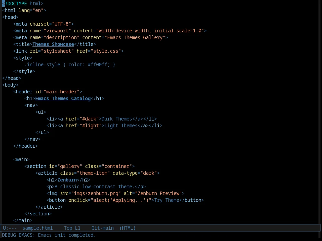 Comidia Theme in html-mode