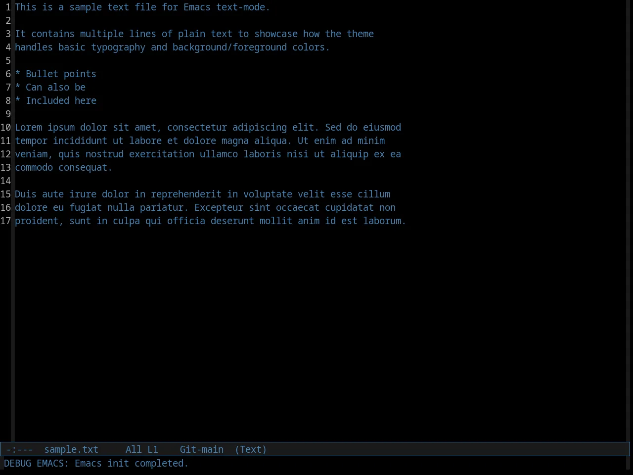 Comidia Theme in text-mode