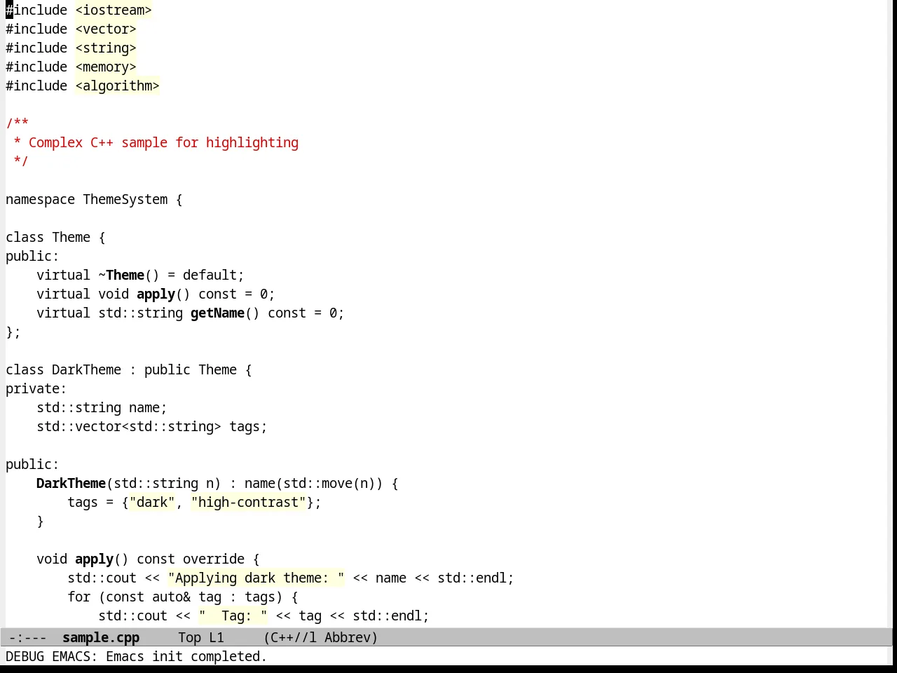 Commentary Theme in c++-mode