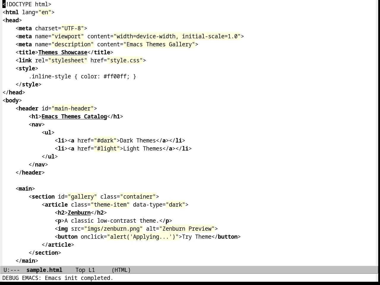 Commentary Theme in html-mode
