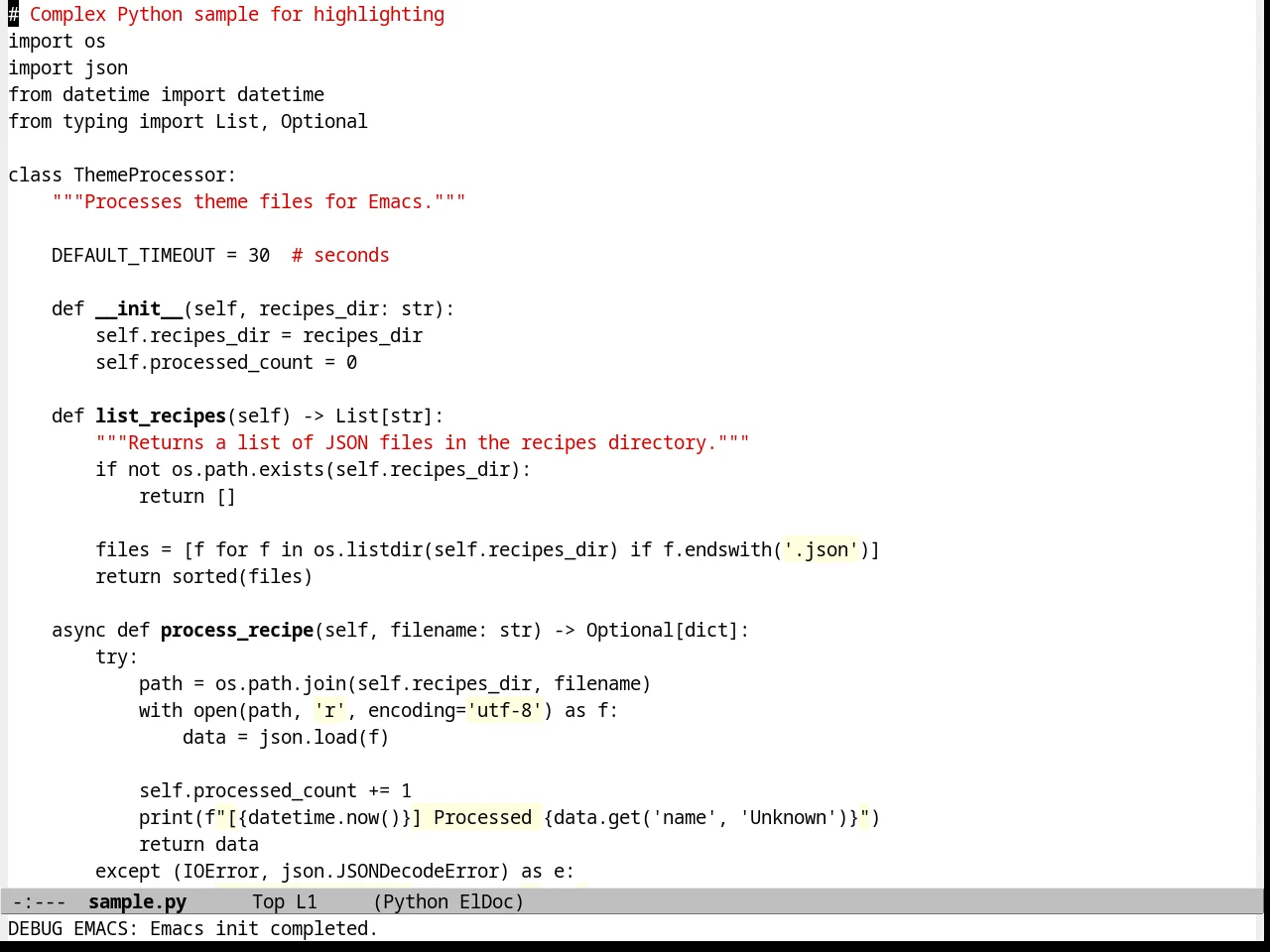 Commentary Theme in python-mode