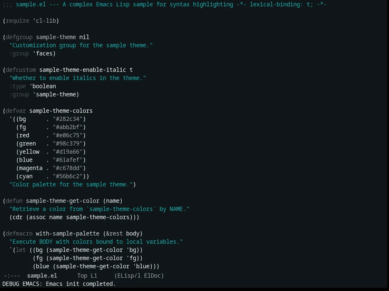 Constant Theme in emacs-lisp-mode